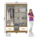 Ver imagem 4 de Guarda Roupa Solteiro Chale 5 Portas e 2 Gavetas com Espelho Nature/Off White - Móveis Briz