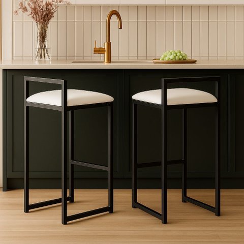 Kit 2 Banqueta Alta Cozinha Balcão Gourmet Bar Corino Bancos:branco