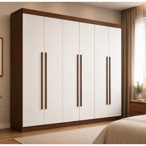 Guarda Roupa Monte Carlo 6 Portas 6 Gavetas - D'Doro Móveis:Castanho/Off