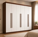 Ver imagem 1 de Guarda Roupa Monte Carlo 6 Portas 6 Gavetas - D'Doro Móveis:Castanho/Off