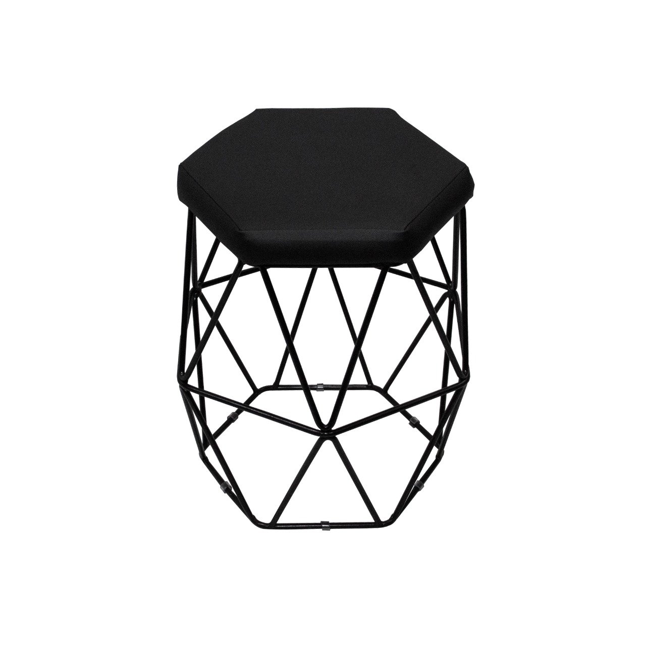 Puff Decorativo Aramado Hexagonal Preto - Zahav Estofados - 1