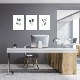 Tríptico - Quadros Decorativos Floral Aquarela Grande:Branco - 2