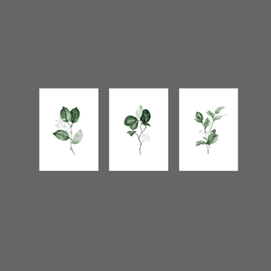 Tríptico - Quadros Decorativos Floral Aquarela Grande:Branco