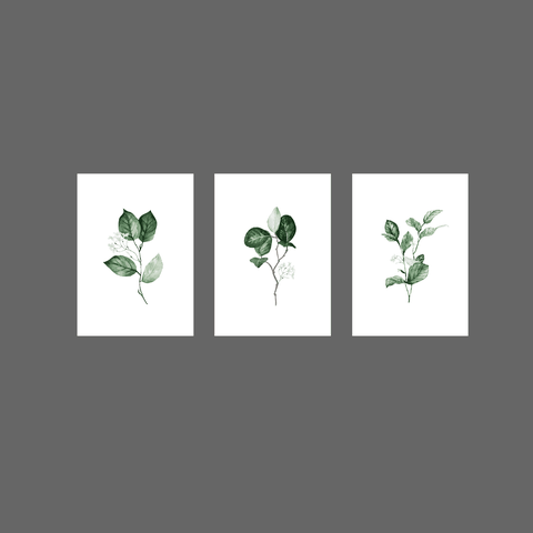 Tríptico - Quadros Decorativos Floral Aquarela Grande:Branco
