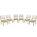 Ver imagem 1 de Kit com 6 Cadeiras Milena Madeira Maciça Assentos Estofados Encostos de Tela Sintética Linho Cinza 4