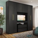 Ver imagem 1 de Guarda Roupa Infantil 6 Portas 2 Gavetas Porto Preto com Painel de Tv