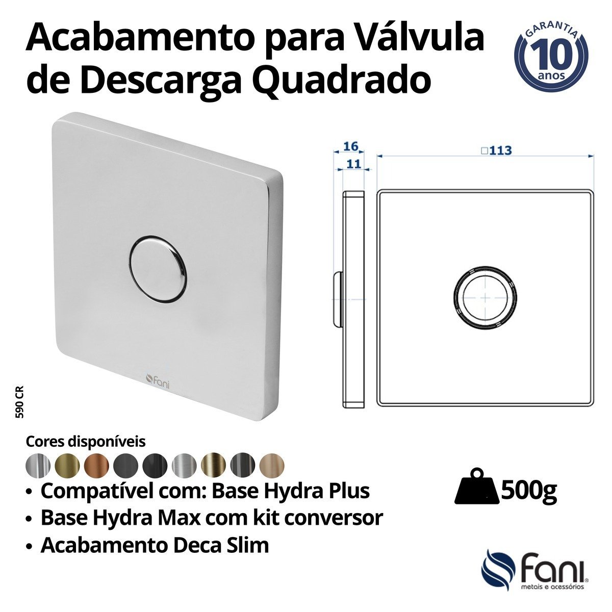 Acabamento Válvula Descarga Base Deca 590ge Grafite Escolvado Fani - 3