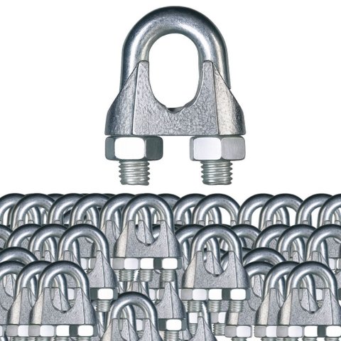 Kit 100 Grampos Clips para Cabo de Aço 1/4
