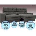Ver imagem 5 de Sofá Pegasus 2,50m Assento Retrátil e Reclinável Velosuede - Netsofas - Cinza