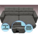 Ver imagem 3 de Sofá Pegasus 2,50m Assento Retrátil e Reclinável Velosuede - Netsofas - Cinza
