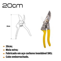 B-tek - Tesoura Poda Jardinagem em Inox 20cm Mola Extra - 2