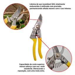 B-tek - Tesoura Poda Jardinagem em Inox 20cm Mola Extra - 4