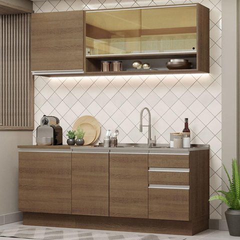 Armário de Cozinha Compacta 180cm Rustic Glamy Madesa 06
