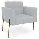 Ver imagem 3 de Poltrona para Sala Pé Metal Dourado Kit 2 Ana Linho Cinza - Ibiza