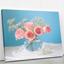Ver imagem 2 de Quadro Vaso de Rosas Azul Decorativo Canvas 120x80cm