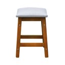 Ver imagem 5 de Banco Baixo Confort Madeira Maciça Assento Anatômico - Amêndoa Estofado Linho Bege Mescla Imperme