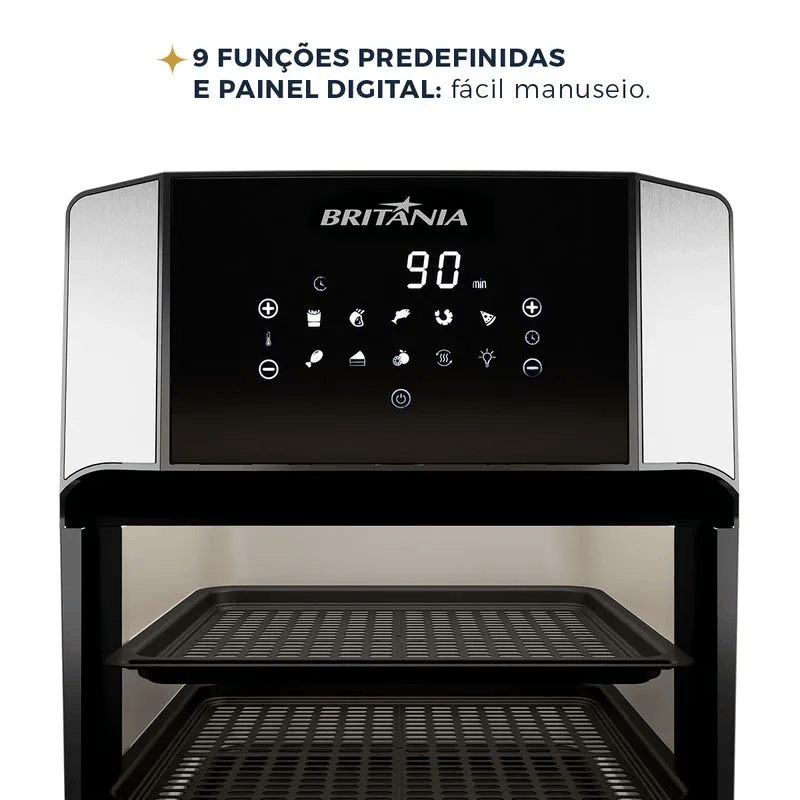 Fritadeira Air Fry Britânia Oven Bfr2200p 12l 1800w Preta - 5