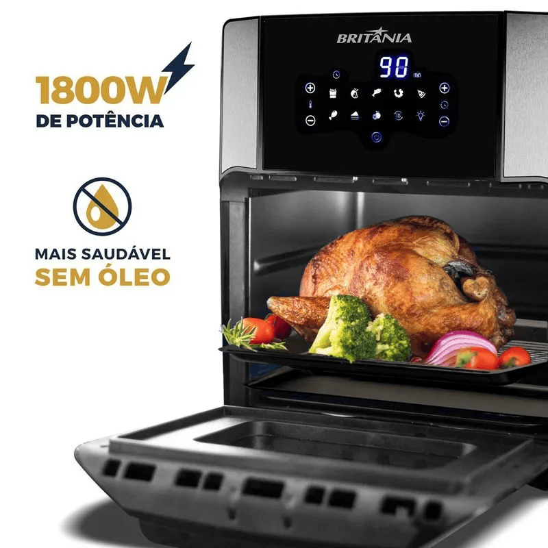 Fritadeira Air Fry Britânia Oven Bfr2200p 12l 1800w Preta - 7