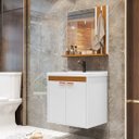 Ver imagem 1 de Conjunto para Banheiro Patricia Completo Cuba e Espelho Cor Branco / Nature - Comprar Móveis em Casa