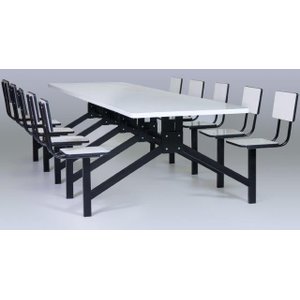 Mesa para Refeitório com 6 Lugares com Bancos Giratórios com Encosto