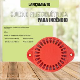 Sirene Piezoelétrica para Incêndio Vermelha Ipec - 6