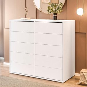 Cômoda Dieci 10 Gavetas Mdp 15 Mm Corrediça Telescópica + Fecho Toque Branco