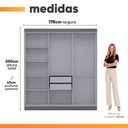 Ver imagem 5 de Guarda Roupas Casal Madrid 6 Portas de Bater 2 Gavetas MDP Cinza com Corrediças Telescópicas Maxel