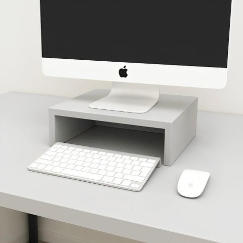 Suporte Monitor Mesa de Escritório 30cm X 22cm 100% Mdf F5 Cor:cinza