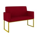 Ver imagem 7 de Kit Sofá 2 Lugares + 2 Poltronas Recepção Sala Base Dourada Cor:vermelho Vermelho