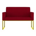 Ver imagem 6 de Kit Sofá 2 Lugares + 2 Poltronas Recepção Sala Base Dourada Cor:vermelho Vermelho