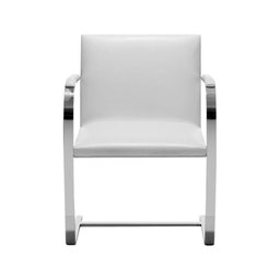 Kit 4 Cadeiras Brno Escritório Couro Sintético Branco Barra Chata Cromada - 3