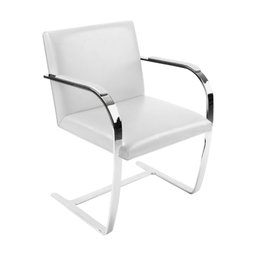 Kit 4 Cadeiras Brno Escritório Couro Sintético Branco Barra Chata Cromada - 2