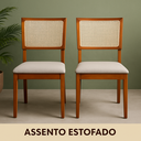 Ver imagem 6 de Kit 2 Cadeiras de Jantar Madeira Maciça Estofadas Linho Bege com Tela Sextavada Premiere