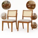 Ver imagem 6 de Kit 2 Cadeiras de Jantar Madeira Maciça Estofadas Linho Bege com Tela Sextavada Premiere