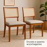 Kit 2 Cadeiras de Jantar Madeira Maciça Estofadas Linho Bege com Tela Sextavada Premiere - 5