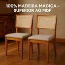 Ver imagem 3 de Kit 2 Cadeiras de Jantar Madeira Maciça Estofadas Linho Bege com Tela Sextavada Premiere