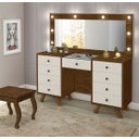 Ver imagem 3 de Penteadeira 9 Gavetas com Banqueta Cristal Malbec/off White