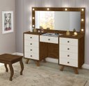 Ver imagem 3 de Penteadeira 9 Gavetas com Banqueta Cristal Malbec/off White