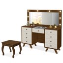 Ver imagem 1 de Penteadeira 9 Gavetas com Banqueta Cristal Malbec/off White