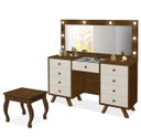 Ver imagem 1 de Penteadeira 9 Gavetas com Banqueta Cristal Malbec/off White