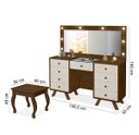 Ver imagem 4 de Penteadeira 9 Gavetas com Banqueta Cristal Malbec/off White