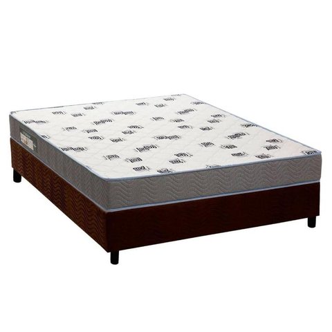 Cama Box Casal: Colchão Espuma Ortobom D33 Light Saúde + Base CRC Suede Brown(138x188)