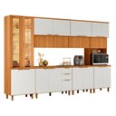 Ver imagem 1 de Cozinha Completa Bari em MDF 6 Peças com Cristaleira com LED