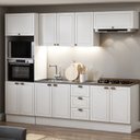 Ver imagem 1 de Cozinha Completa Modulada 5 Módulos Modelo Americano Provençal com Pés e Rodapés Conecta Branco/Ébano
