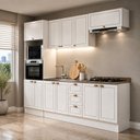 Ver imagem 1 de Cozinha Completa Modulada 5 Módulos Modelo Americano Provençal com Pés e Rodapés Branco/Ébano