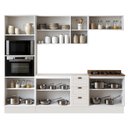 Ver imagem 4 de Cozinha Completa Modulada 5 Módulos Modelo Americano Provençal com Pés e Rodapés Conecta Branco/Ébano