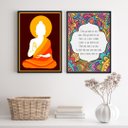 Ver imagem 1 de Kit 2 Quadros Místicos Zen Buda Namastê benção 45x34cm:madeira Branca
