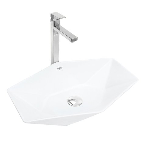 Kit Cuba Pia Louça Cerâmica Banheiro C/torn e Vál Cromada 93