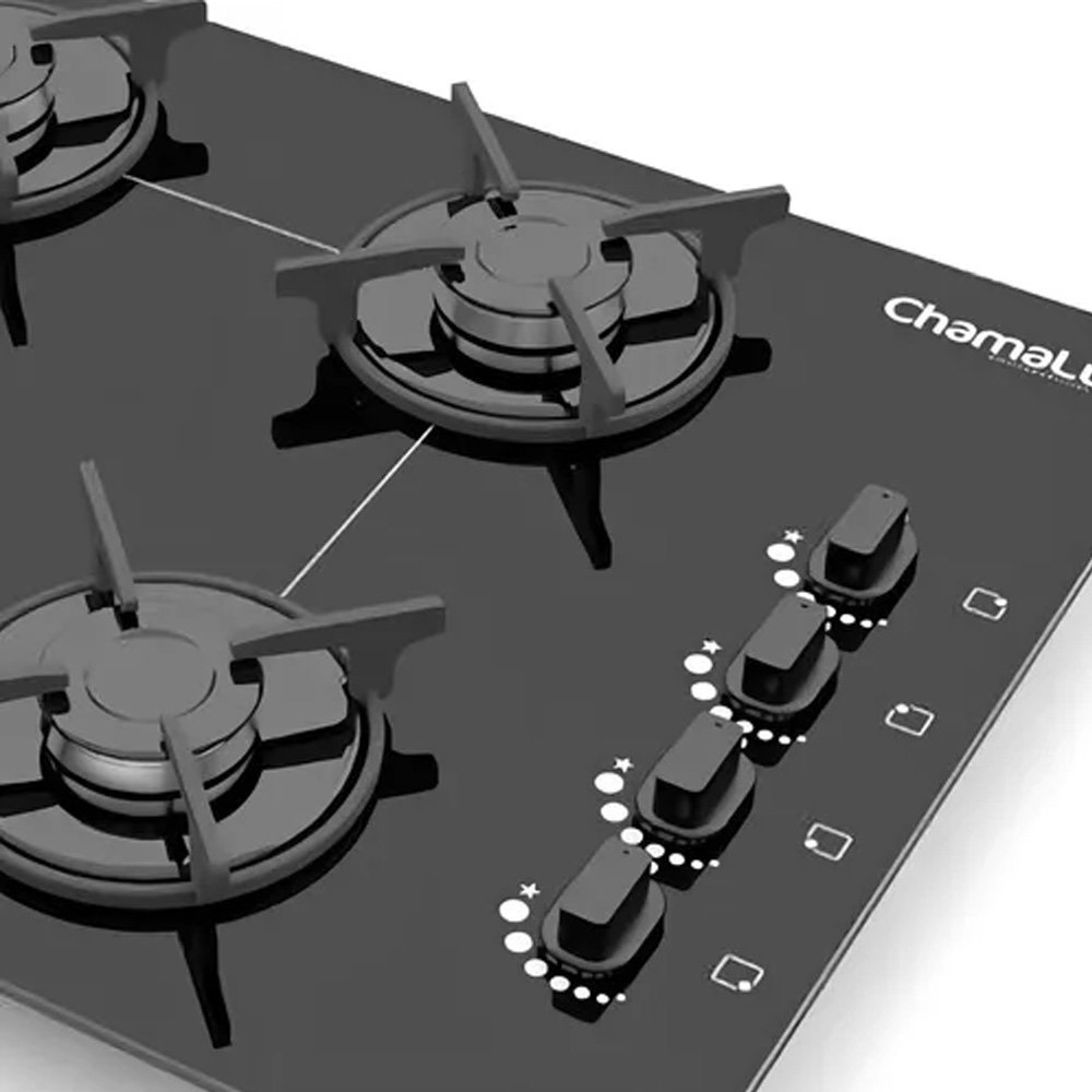 Kit Balcão para Cooktop Cozinha Kaiki Turim Branco com Fogão Cooktop Chef 4 Bocas Ultra Chama Preto  - 4