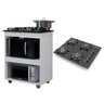 Kit Balcão para Cooktop Cozinha Kaiki Turim Branco com Fogão Cooktop Chef 4 Bocas Ultra Chama Preto  - 1